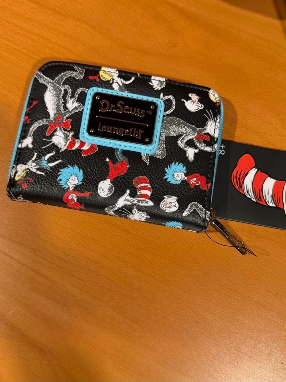 Loungefly Dr. Seuss Cat in the Hat Black Red Blue Zip Wallet